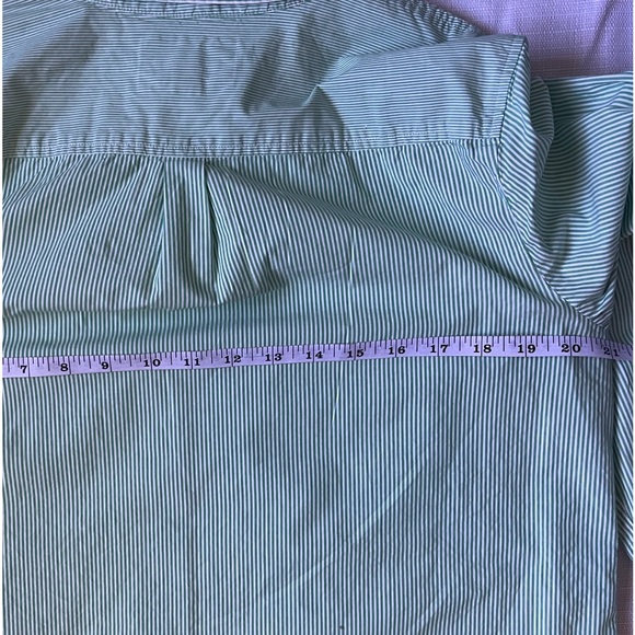 Talbots Large Green Striped button-down. Cotton. - Picture 12 of 13